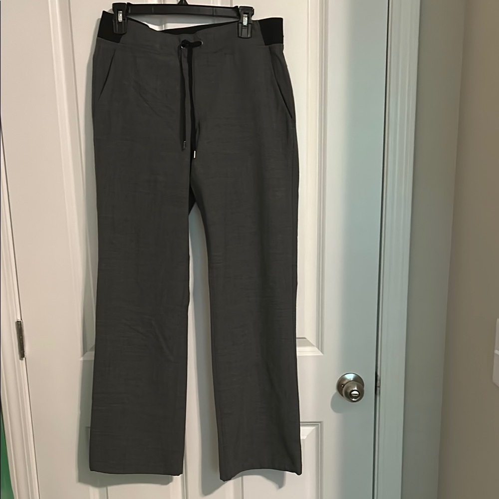 Athleta Charcoal Wool-Blend Midtown Trouser Drawstring Pants